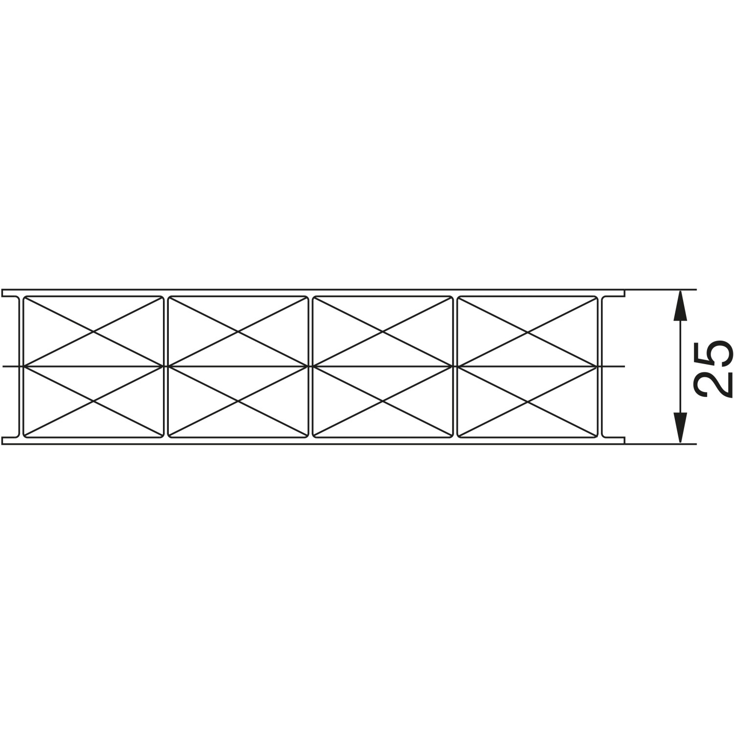 Querschnitt Hohlkammerplatte Thermo 25mm, klare Kunststoffbedachung für Wintergarten & Terrasse.