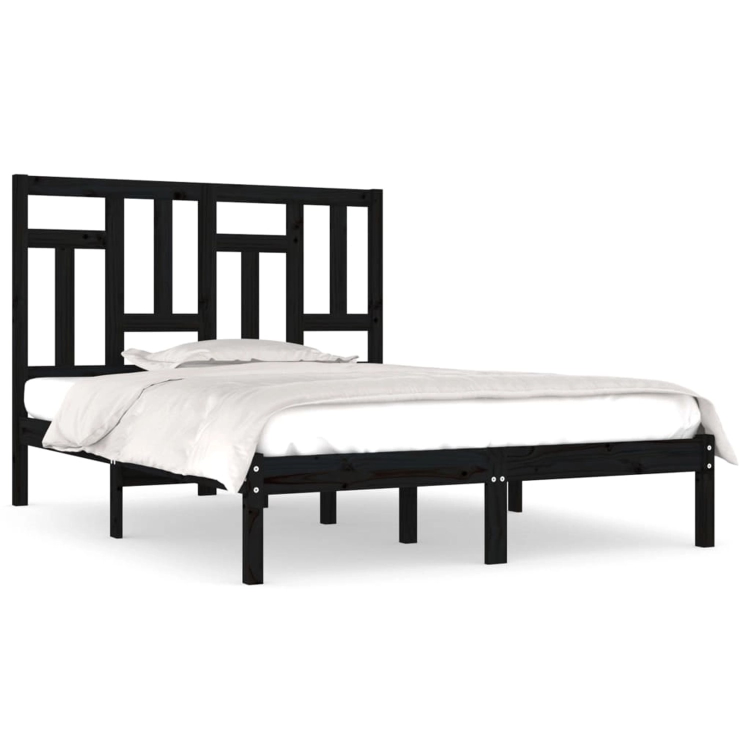 vidaXL Bettgestell Massivholzbett Schwarz Kiefer 200x200 cm Bett Bettgestel günstig online kaufen