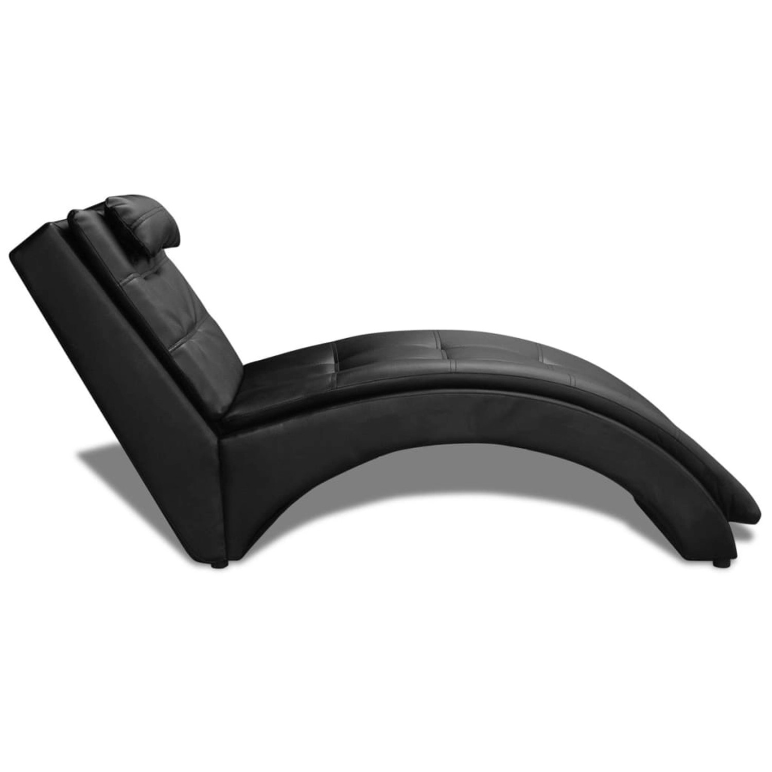 Schwarze vidaXL Chaiselongue aus Kunstleder mit Kissen, modernes Design für hohen Komfort.