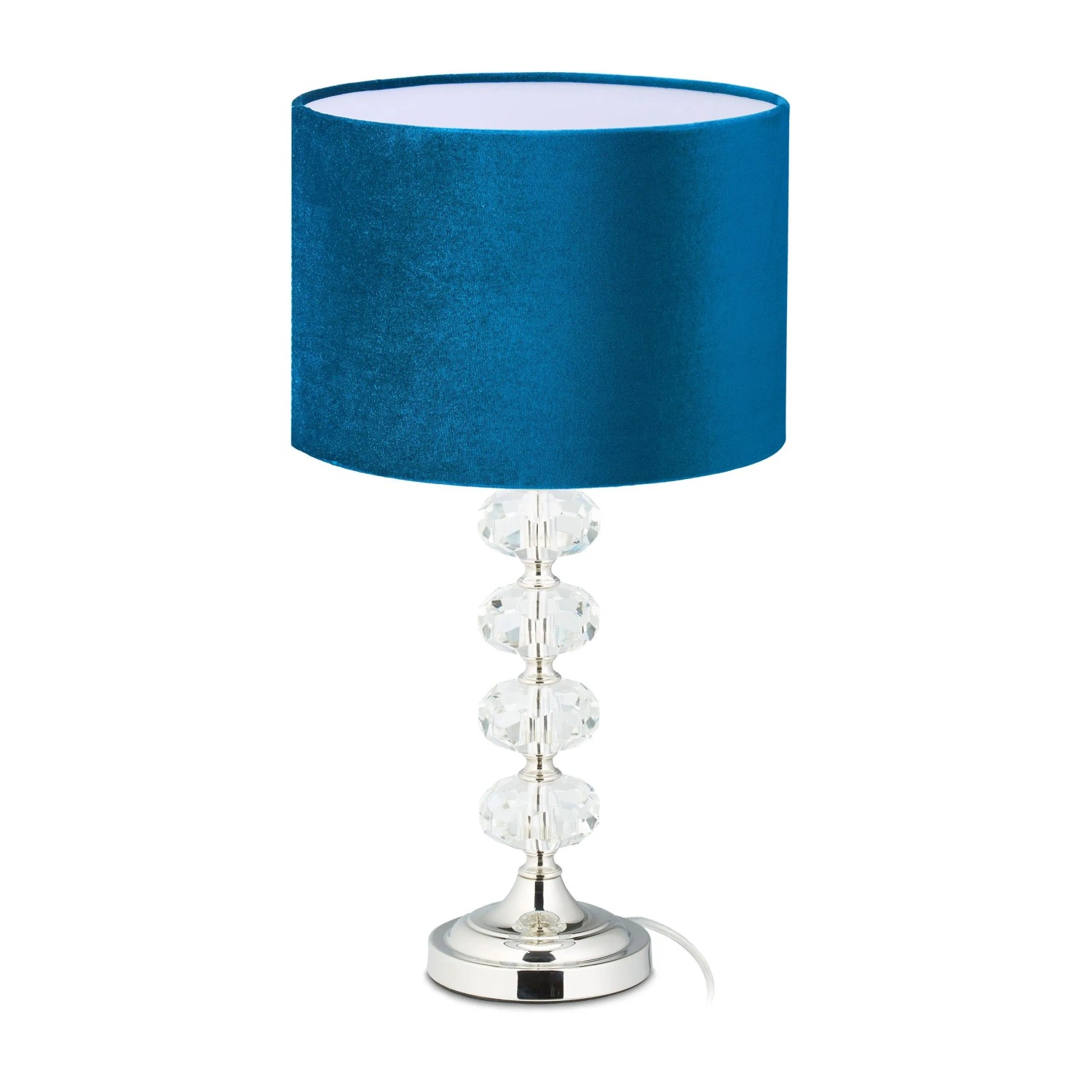 Relaxdays Tischlampe Eisen Glas Samtstoff Blau E14-Fassung 47 cm x 26 cm 1,7 kg