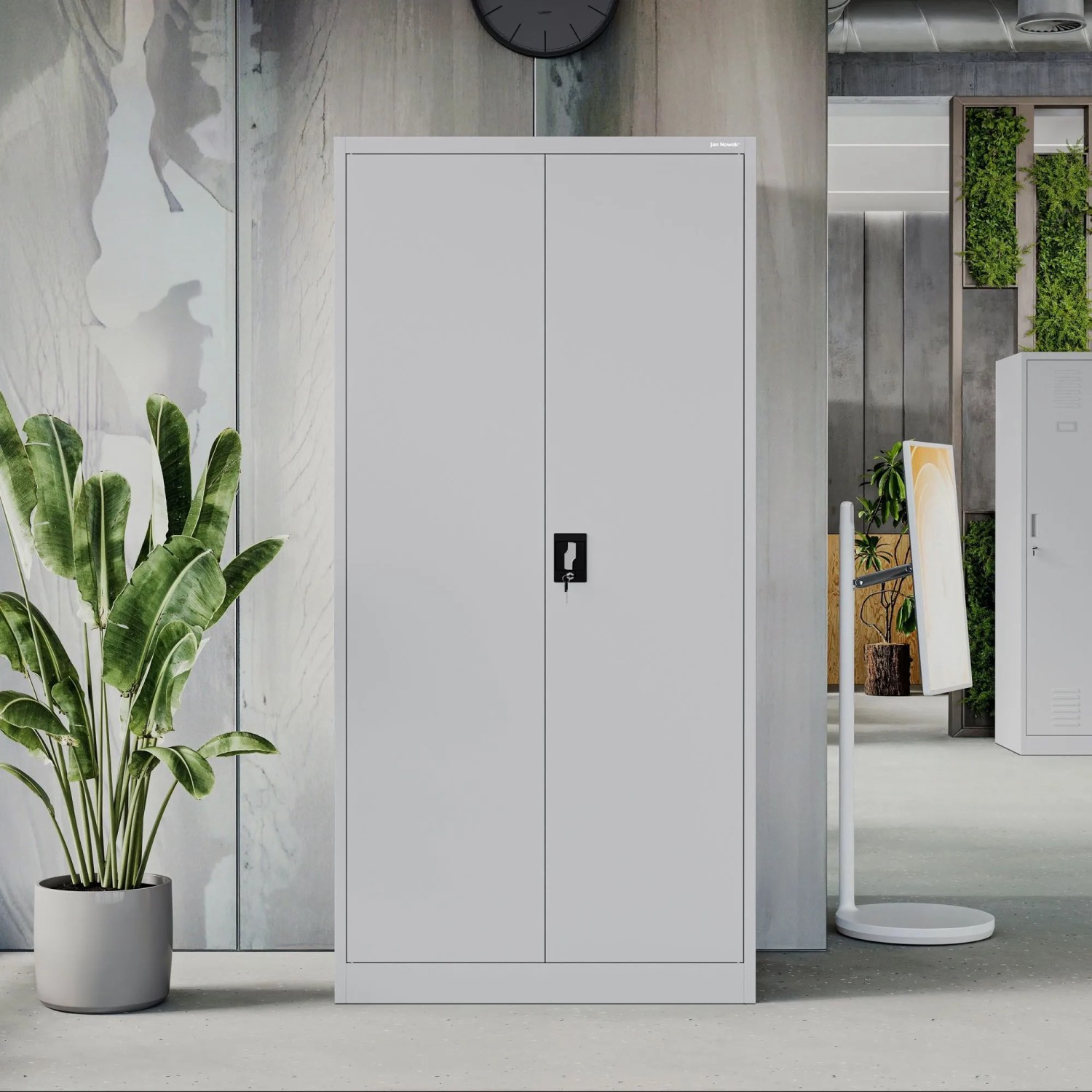 Grauer JAN NOWAK Metallschrank D600 (185x90x60 cm) für Büro und Werkstatt.