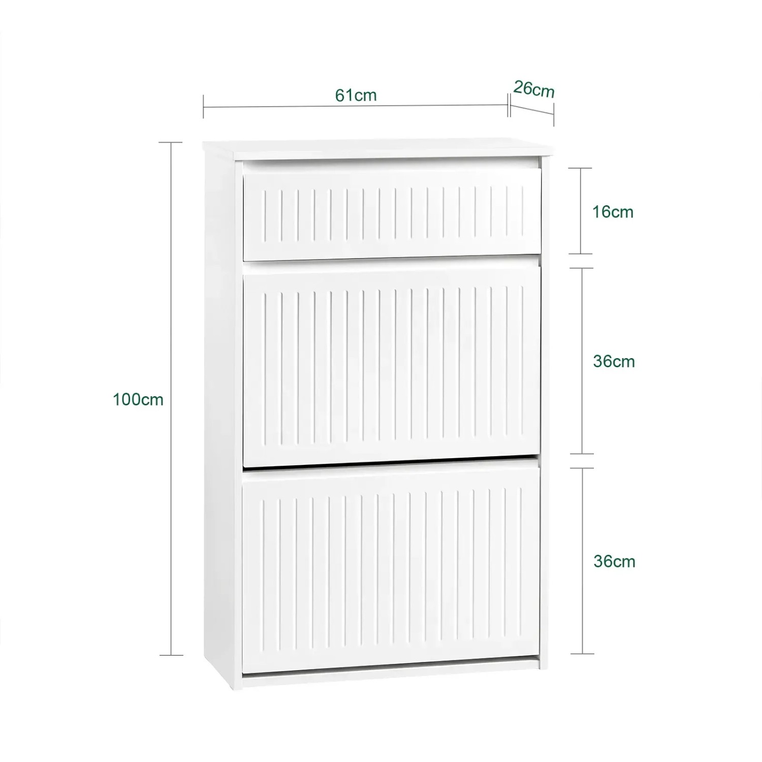Weißer SoBuy Schuhschrank (61x100x26cm) mit 2 Klappen und Schublade. Schuhkommode für Flur und Diele.