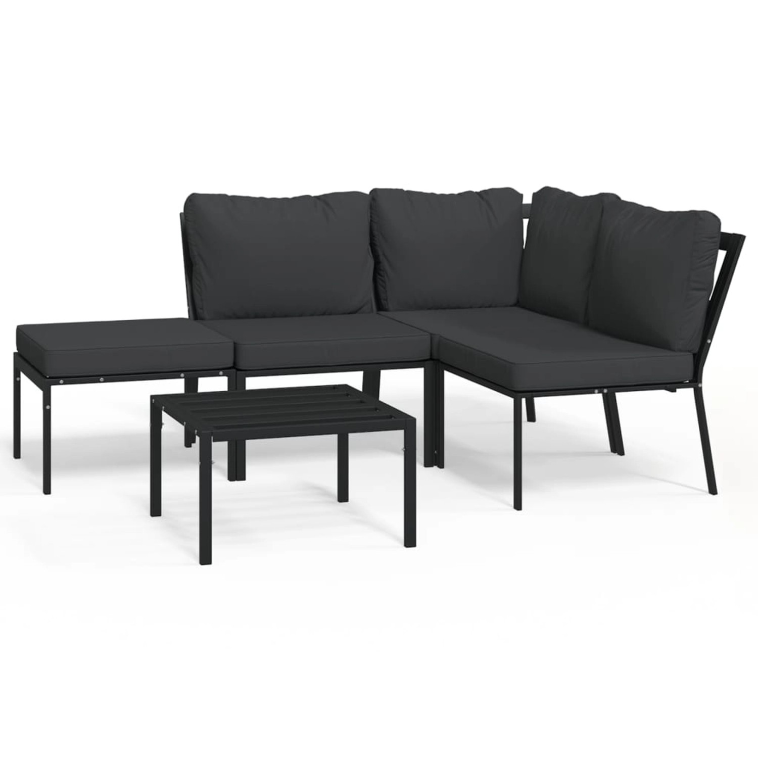 Vidaxl 5-tlg. Garten-lounge-set Mit Grauen Kissen Stahl günstig online kaufen