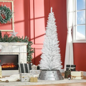 HOMCOM Weihnachtsbaum, 1,8 m, weiße Kunsttanne mit 390 Ästen und Ständer.
