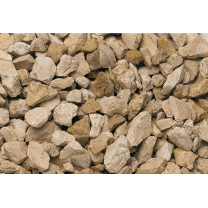Helle, gelb-beige Bruchsteine (Kalkstein) für Gartenwege und Zierflächen, 60-120 mm.