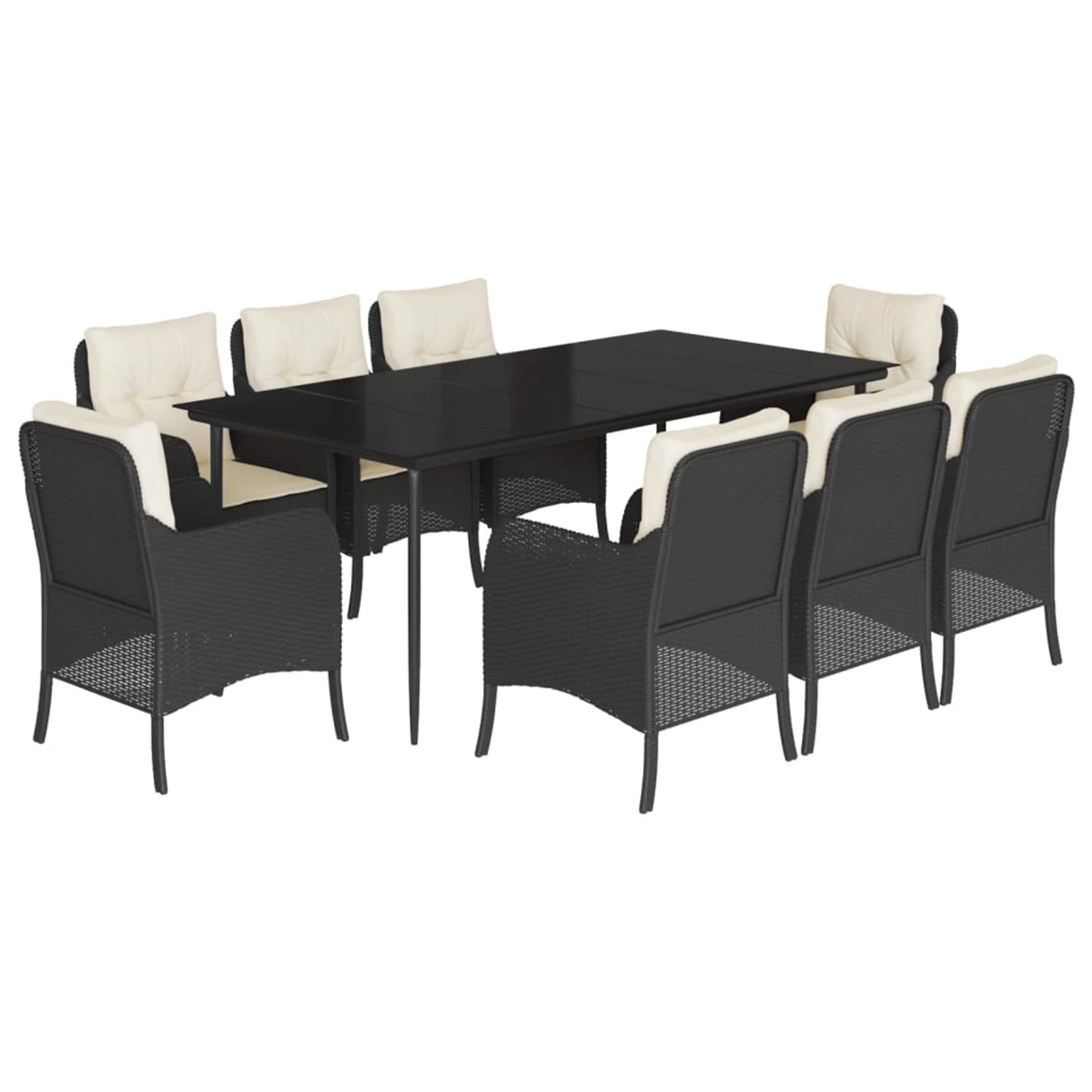 vidaXL 9-Tlg Garten-Essgruppe mit Kissen Schwarz Poly Rattan 3211912 günstig online kaufen