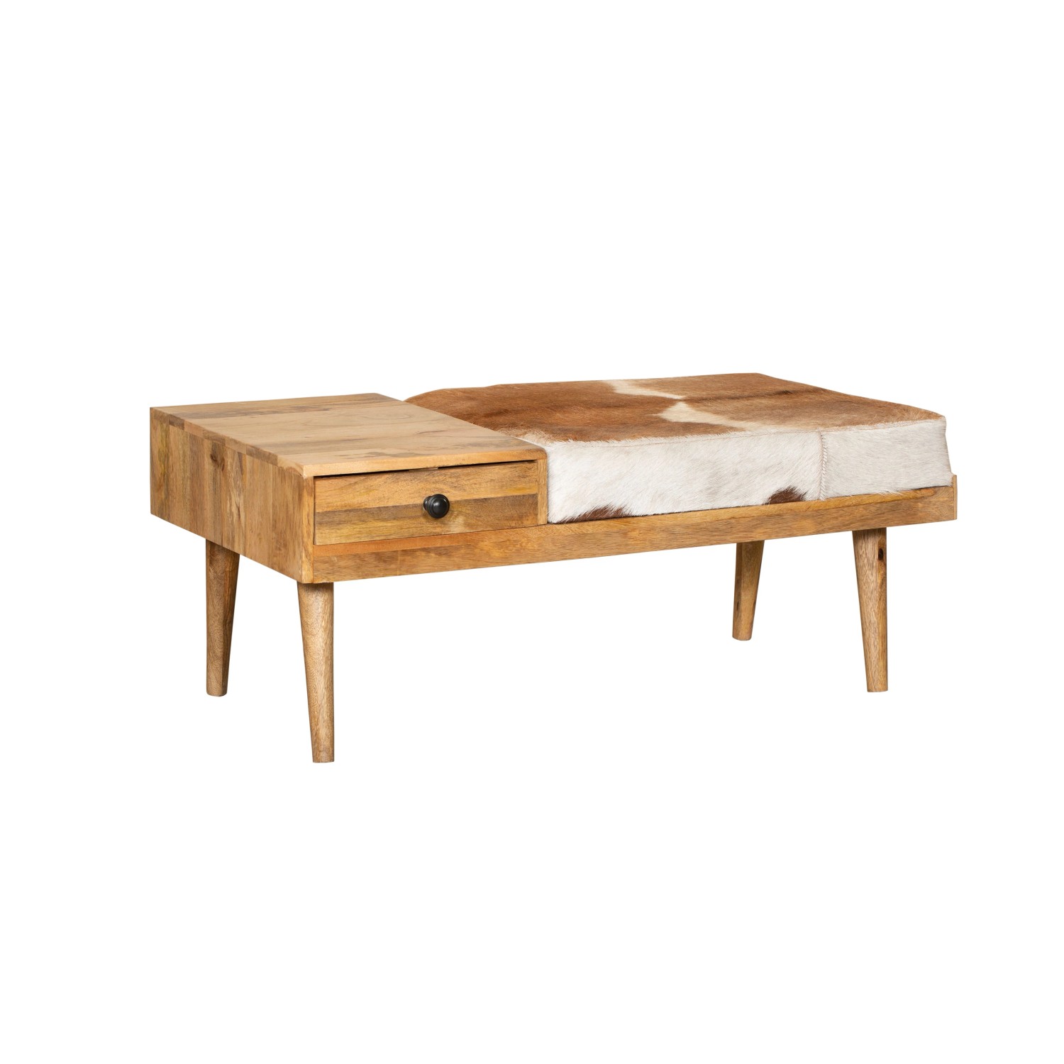 DELUKE Sitzbank ARNO Mit Stauraum Mangoholz Braun 40x52,5x100,5cm Holzbank Wohnzimmerbank