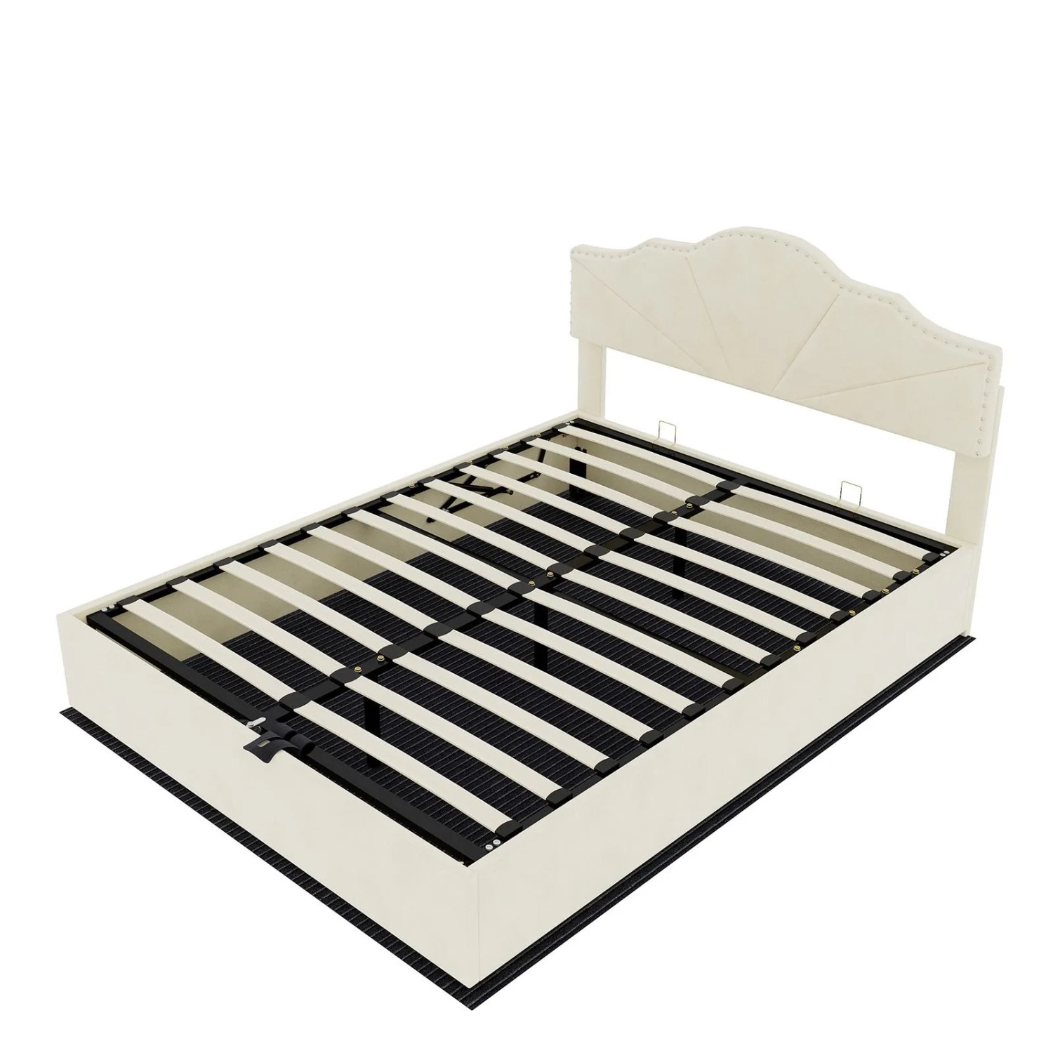 okwish Polsterbett 160x200cm mit Hydraulik Stauraum Schlafzimmer Beige ohne Matratze