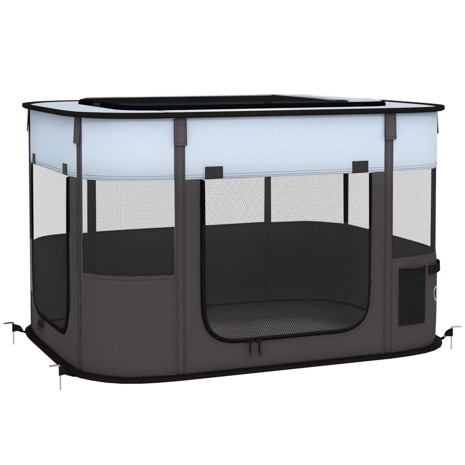 PawHut Welpenauslauf Oxford-Stoff Nylonnetz 84 x 64 x 53 cm Grau