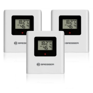 Bresser Quadro NV Wetterstation mit 3 Außensensoren zur Temperatur- und Luftfeuchtigkeitsmessung.