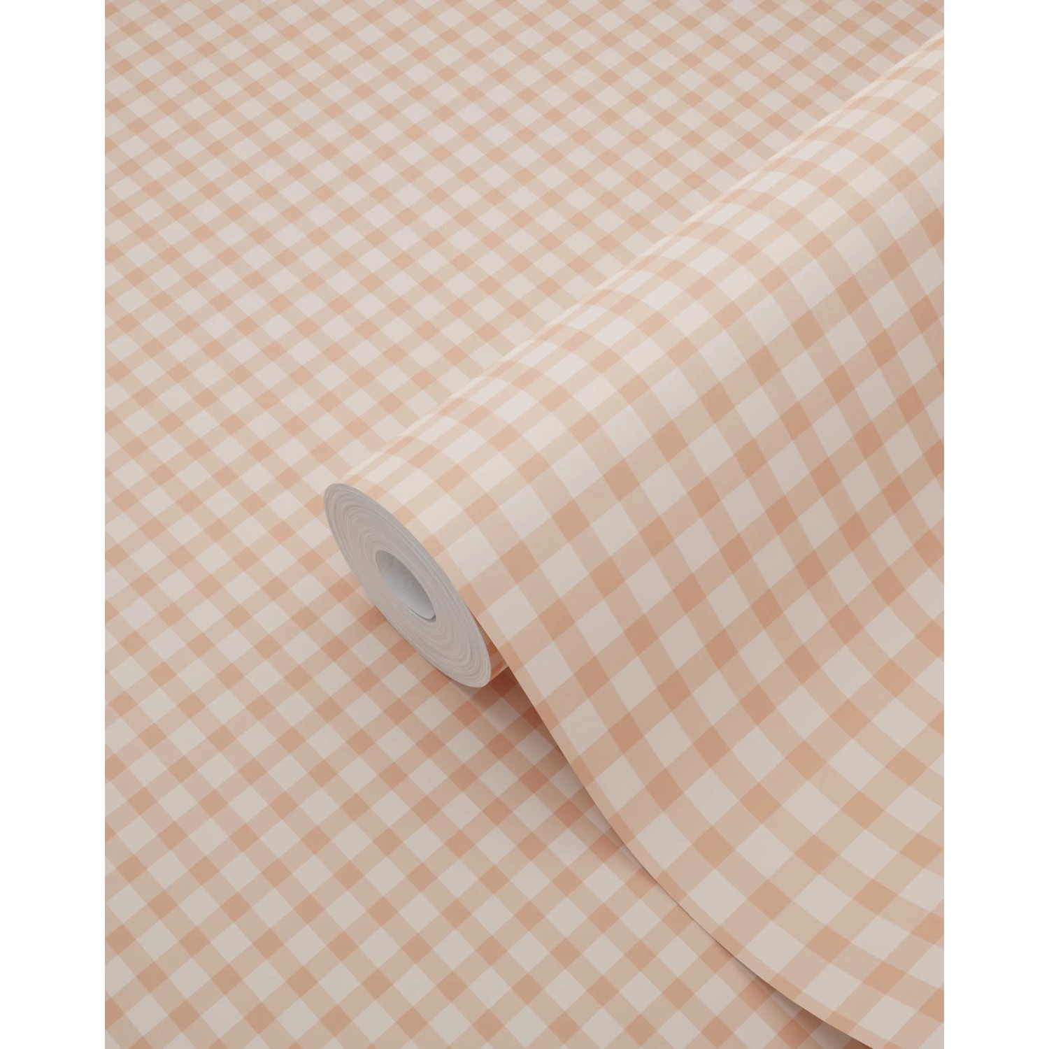 ESTAhome Vliestapete Karomuster Orange, 50x900 cm, teilweise abgerollt. Dekorative Tapete für Wände.
