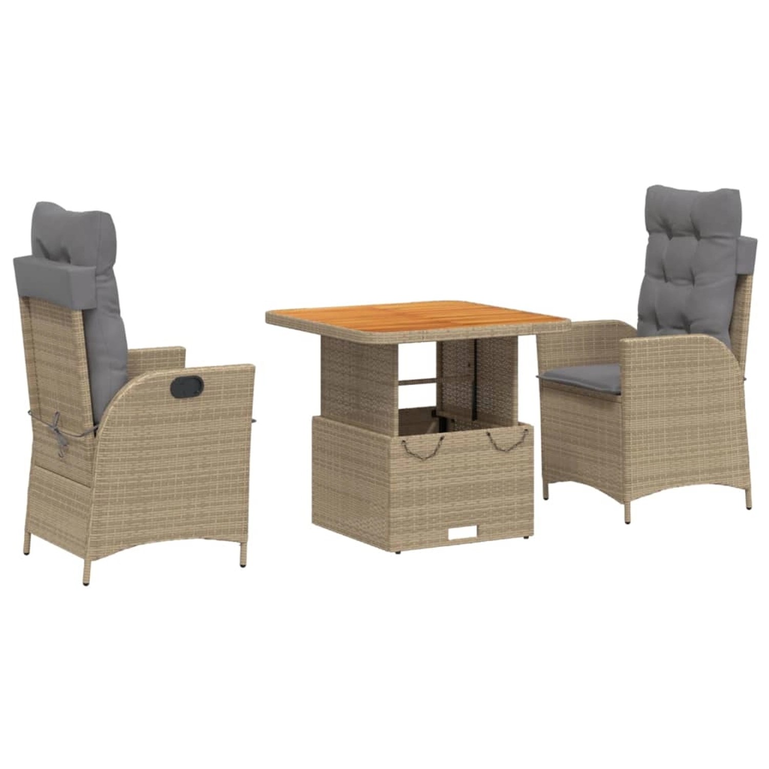 vidaXL 3-Tlg Garten-Essgruppe mit Kissen Beige Poly Rattan 3277481 günstig online kaufen