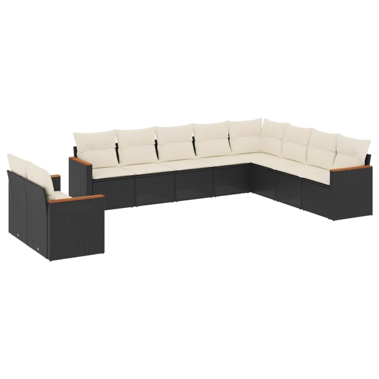 vidaXL 10-Tlg Garten-Sofagarnitur mit Kissen Schwarz Poly Rattan 3226112 günstig online kaufen