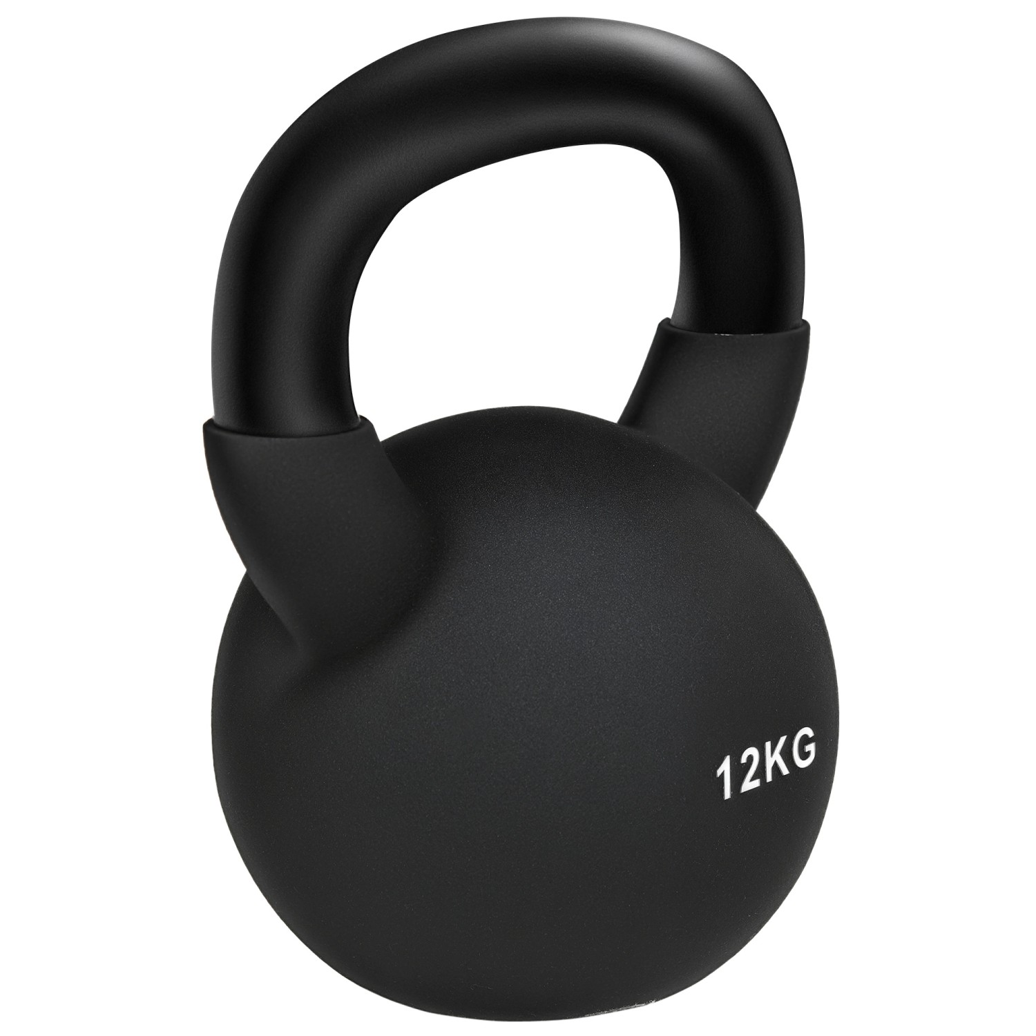 HOMCOM Kugelhantel 12 KG Kettlebell Eisen Gummi Schwarz 20L x 13B x 23H cm
