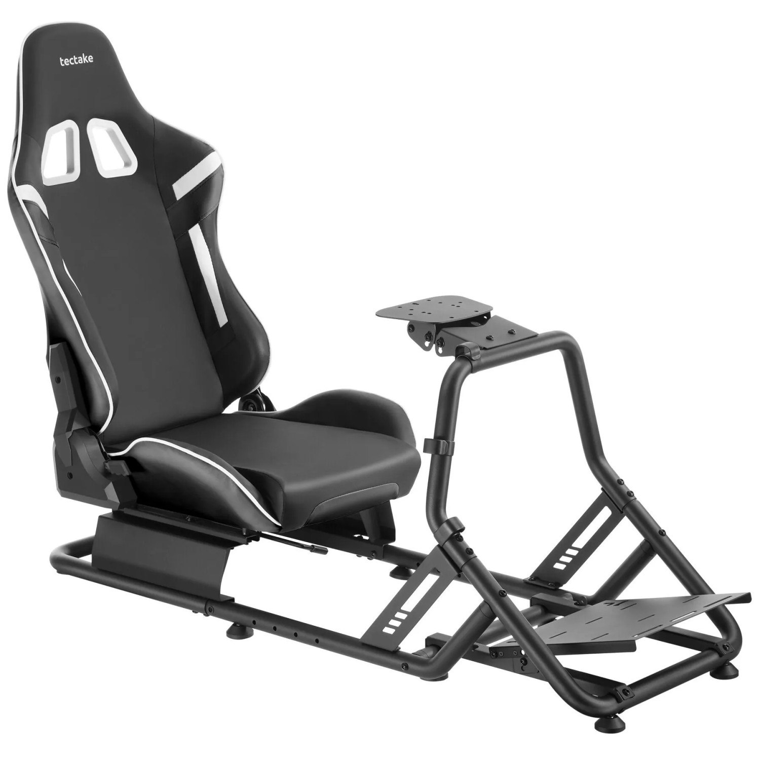 Tectake Gamingstuhl Play Verstellbarer Rennsitz Im Gt Style Kompatibel Mit Logitech Fanatec Thrustmaster Und Mehr 220 X 57 X 62 Cm Schwarz