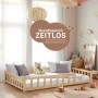 Homestyle4u Kinderbett Natur 120x200 mit Rausfallschutz, Lattenrost und Matratze.
