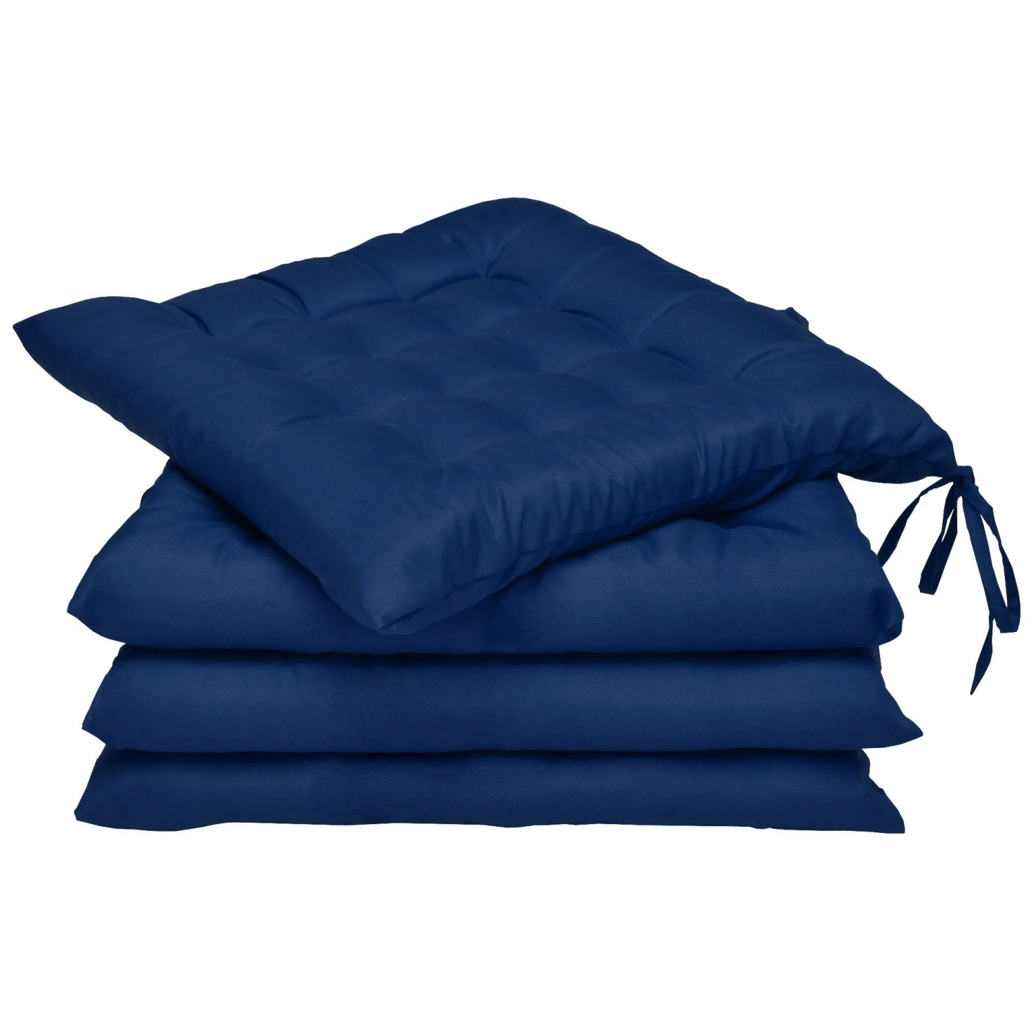 Beautissu 4er Set Stuhlkissen 40x40 mit Bändern Lea Blau