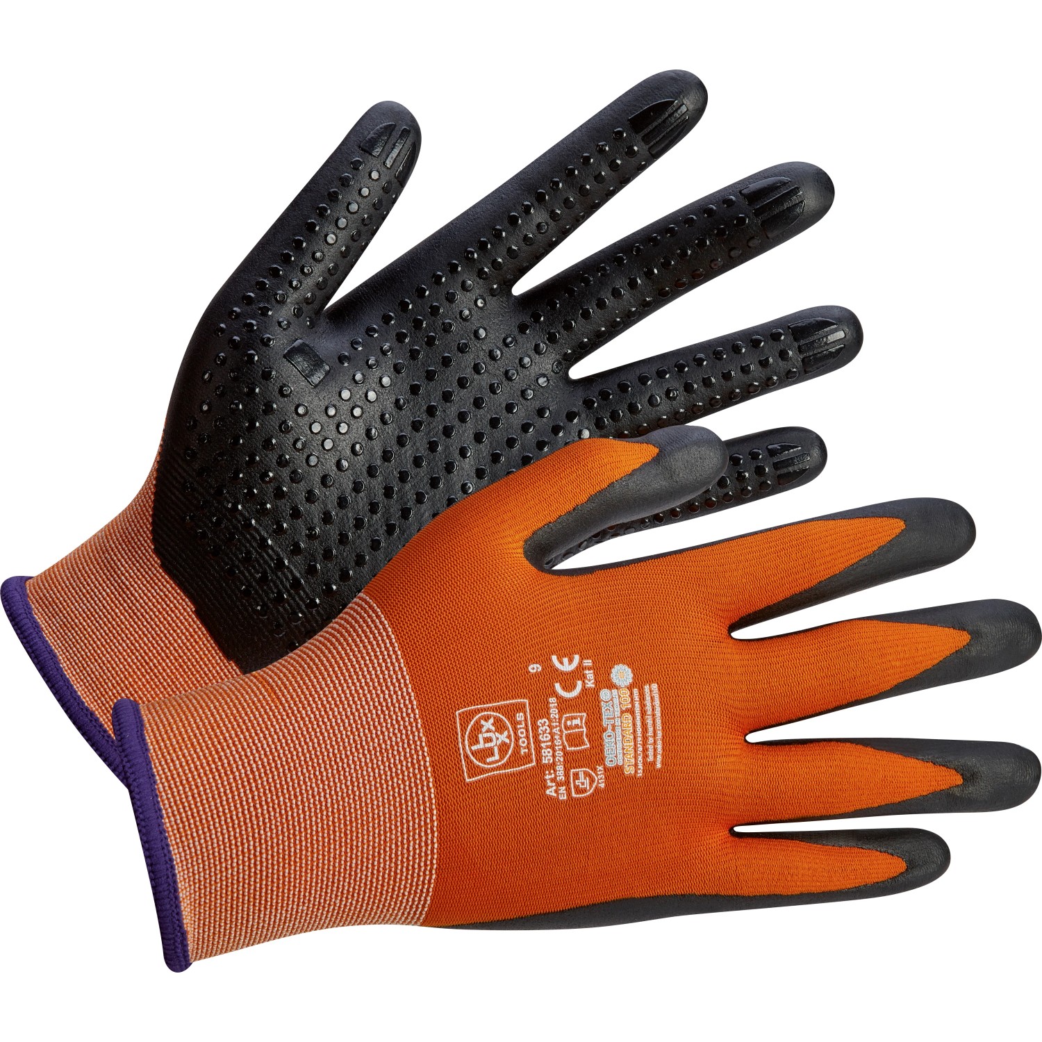 LUX Allroundhandschuhe Gr. 9, orange/schwarz, Arbeitshandschuhe für Heim- und Handwerker.