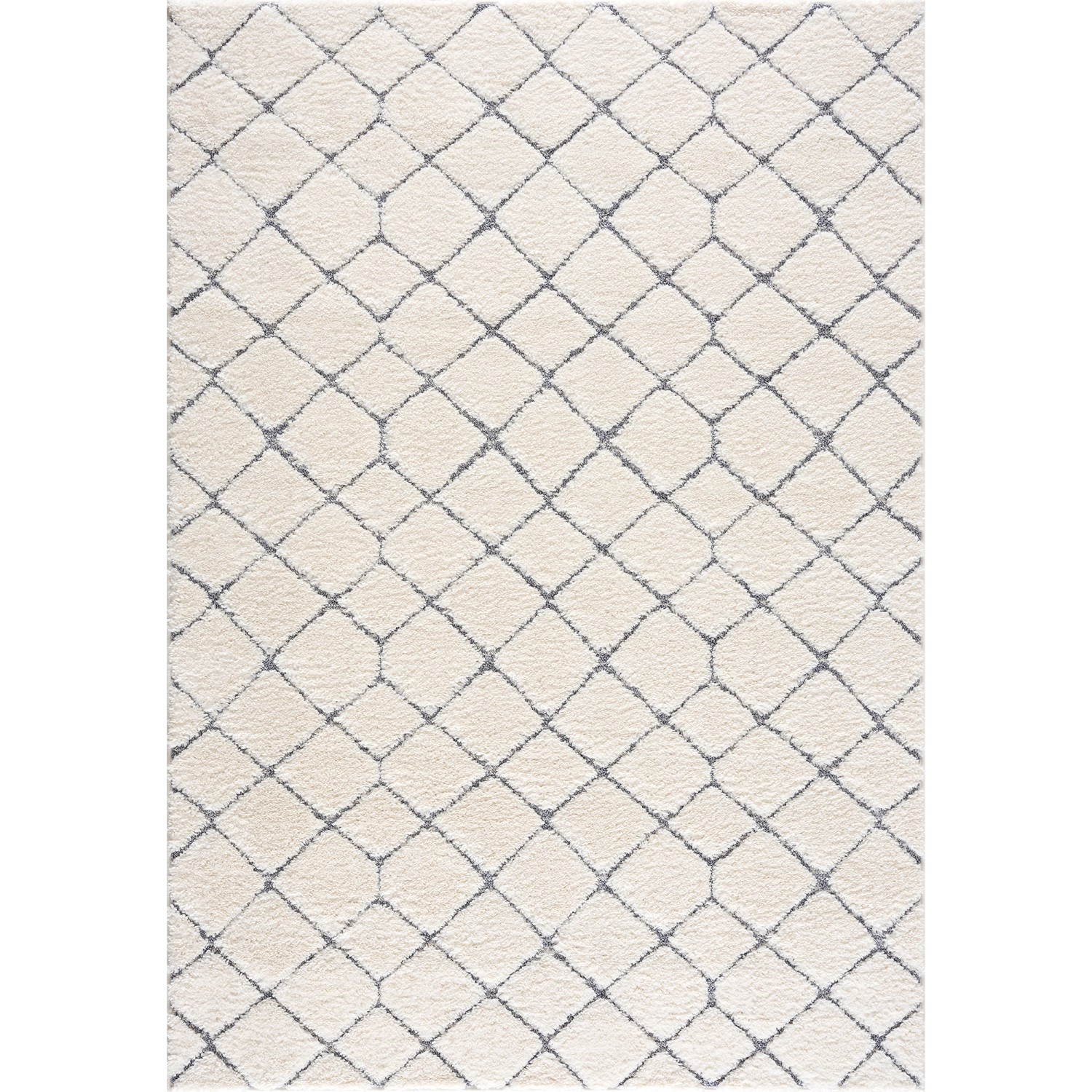 payé Teppich Nara-4499 Hochflor 80x150 cm Pastell-Creme Rautenmuster günstig online kaufen