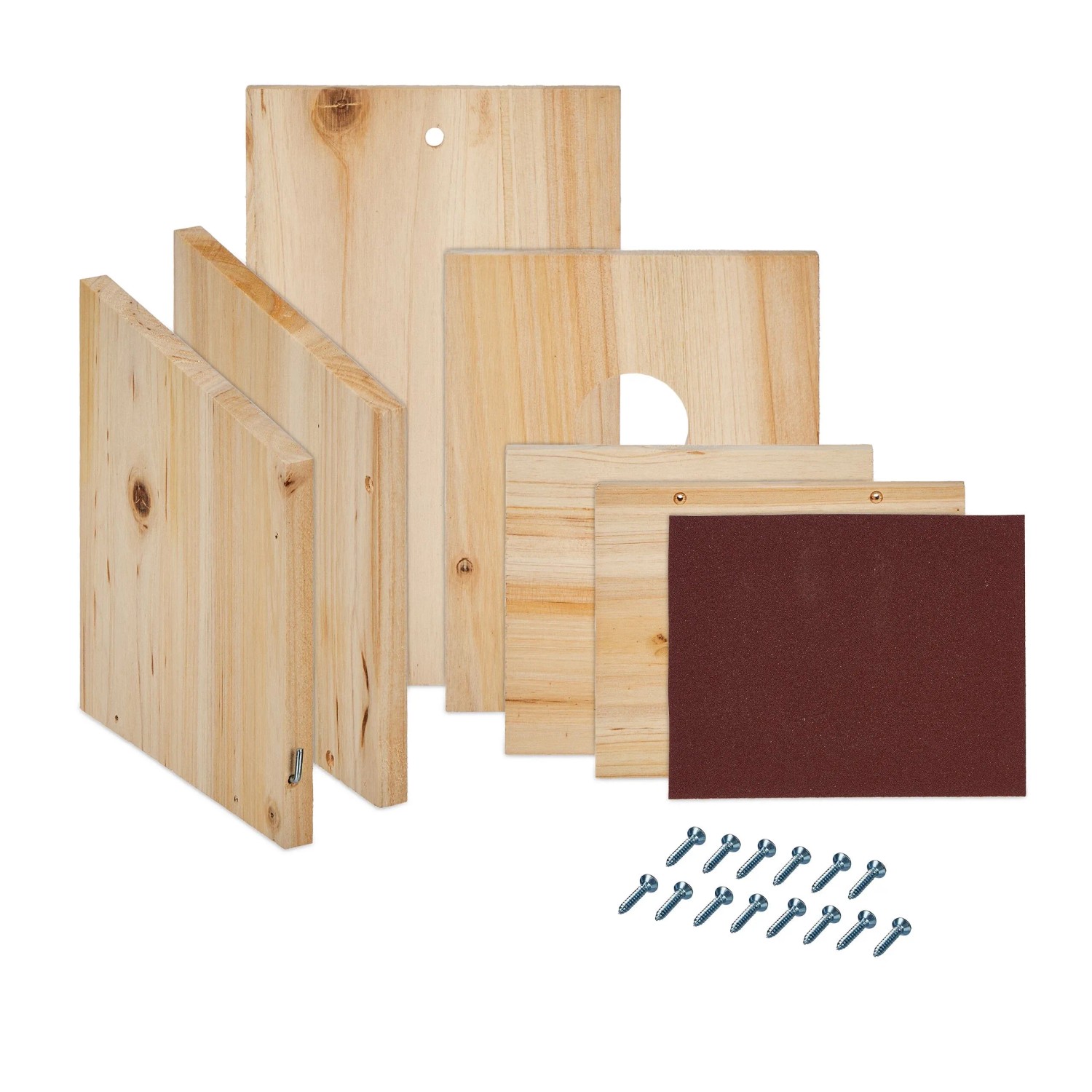 Relaxdays Nistkasten Bausatz, 2er Set aus Tannenholz, Natur, mit Montagematerial.