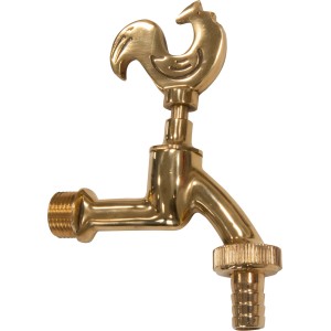 Goldenes LUX Auslaufventil 21 mm mit Hahn in Form eines Hahns für den Garten.