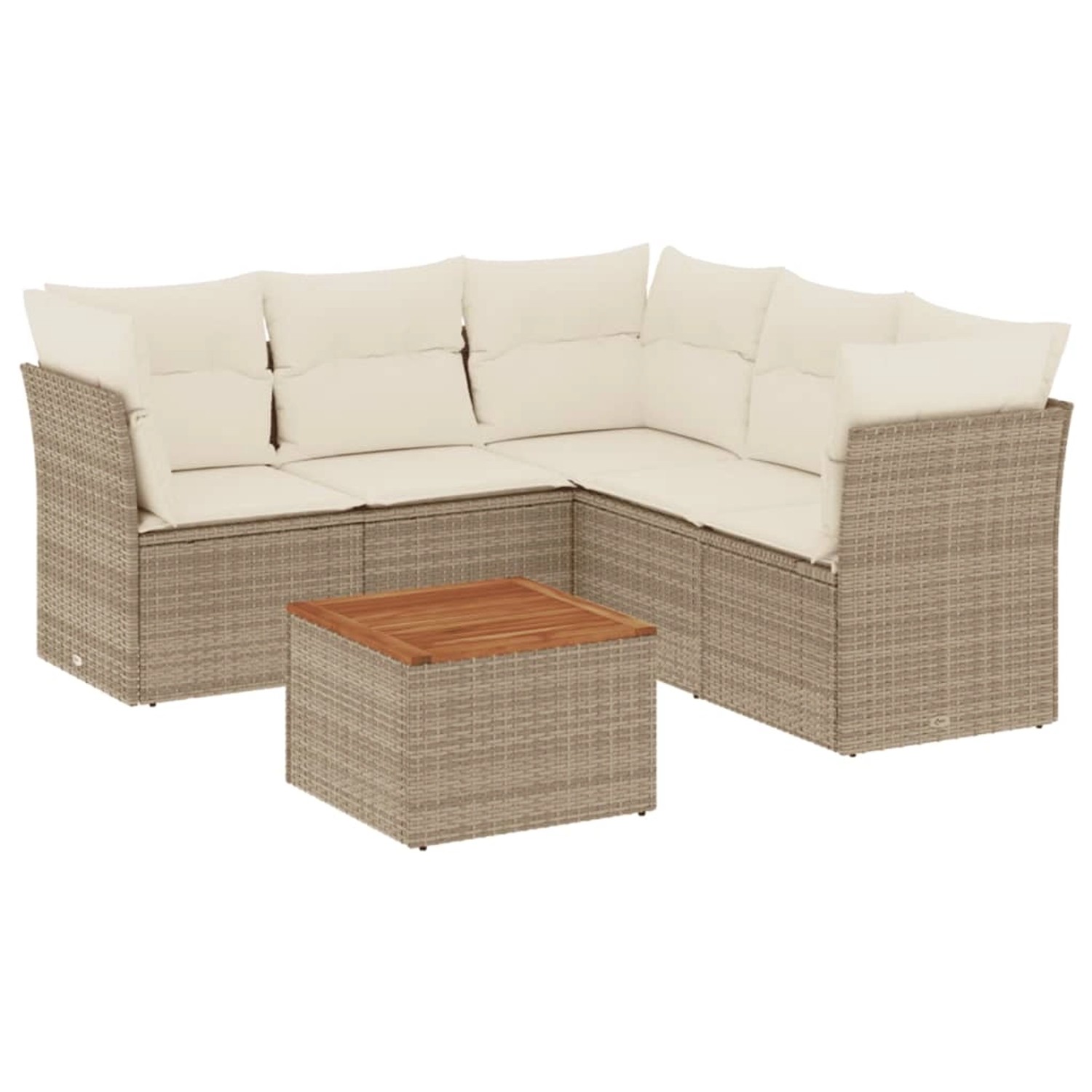vidaXL 6-Tlg Garten-Sofagarnitur mit Kissen Beige Poly Rattan 3255967 günstig online kaufen