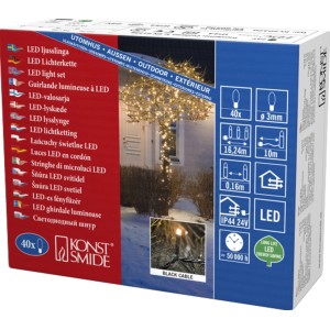 Konstsmide Micro LED Lichterkette, 40 bernsteinfarbene LEDs für innen und außen.