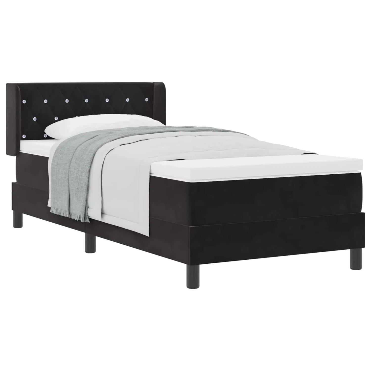 vidaXL Boxspringbett mit Matratze Schwarz 200 x 100 cm Polyester 3341404 günstig online kaufen