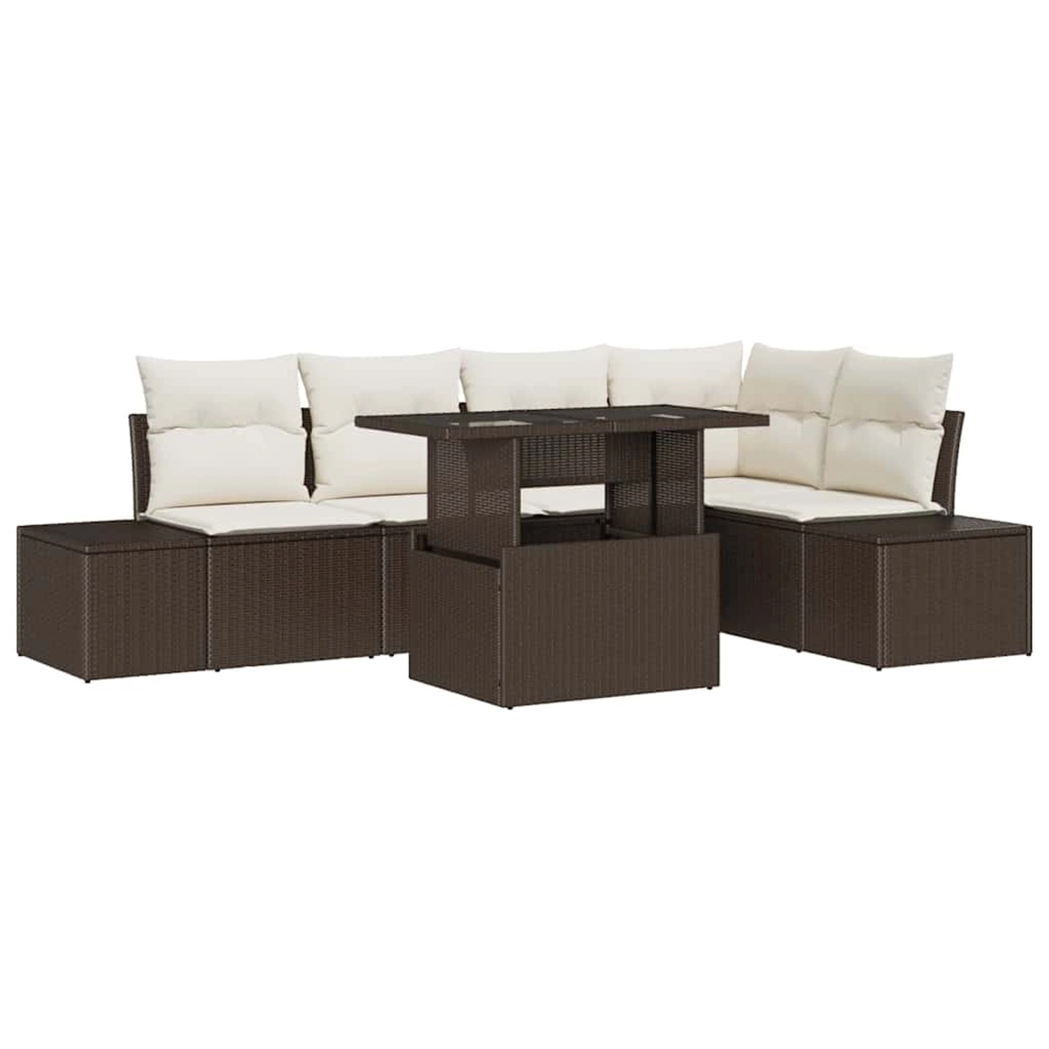 vidaXL Garten-Sofa-Set mit Speicher 6-Tlg Braun Poly Rattan 3357921 günstig online kaufen