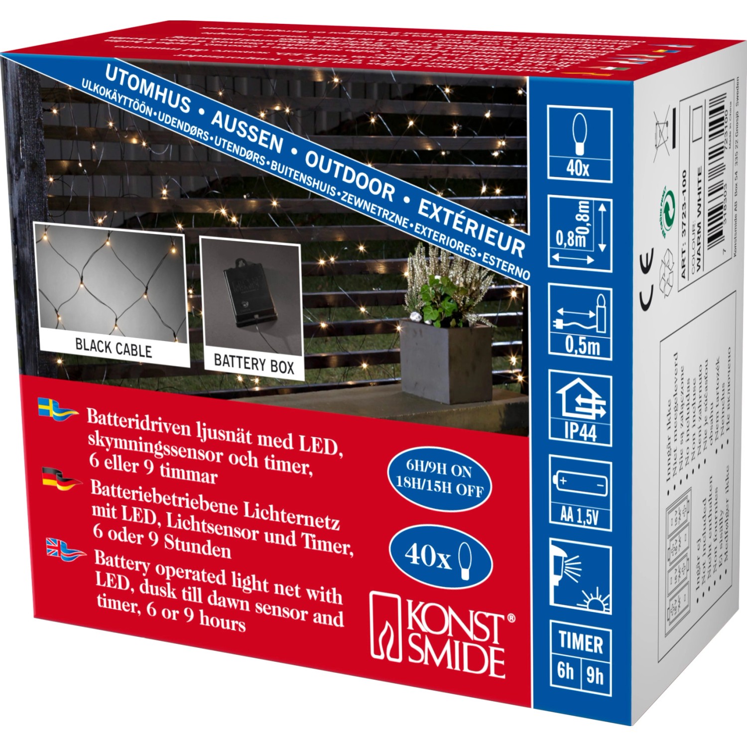 Konstsmide LED-Batterie-Lichternetz 40 Dioden Warmweiß günstig online kaufen