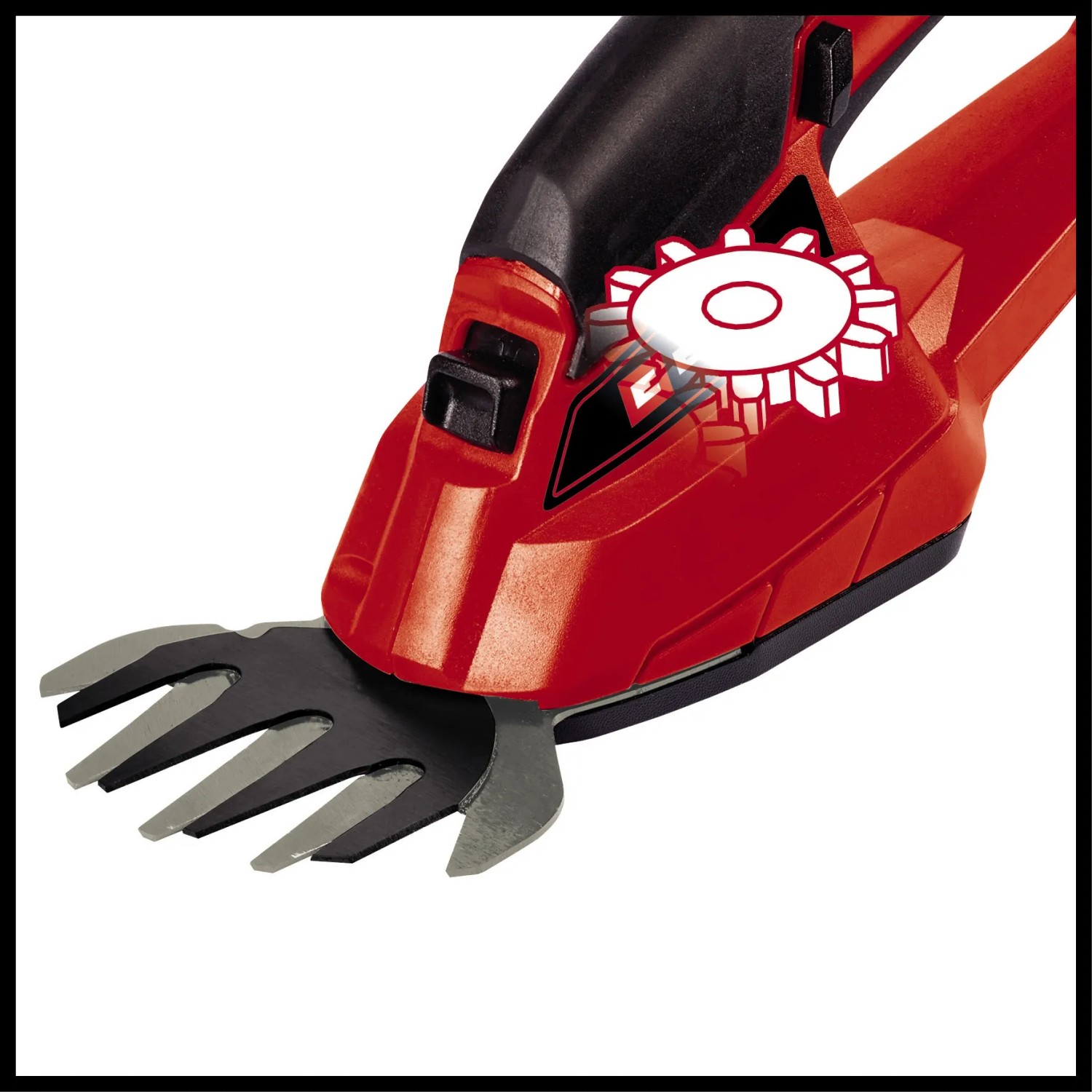 Einhell Akku-Grasschere GC-CG 18/1 Li-Solo (rot/schwarz) mit Grasschneideblatt.