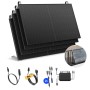 Solakon Balkonkraftwerk Komplettset: 4 schwarze Solarmodule, Wechselrichter, Kabel, Balkonhalterung. Steckerfertig.