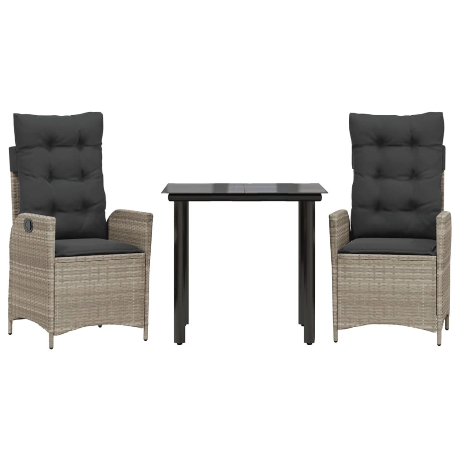 vidaXL 3-Tlg Garten-Essgruppe mit Kissen Hellgrau Poly Rattan 3213284 günstig online kaufen