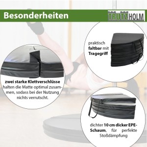 TRUTZHOLM Tanzmatte, schwarz, faltbar mit Tragegriff und Klettverschlüssen für Sport & Fitness.