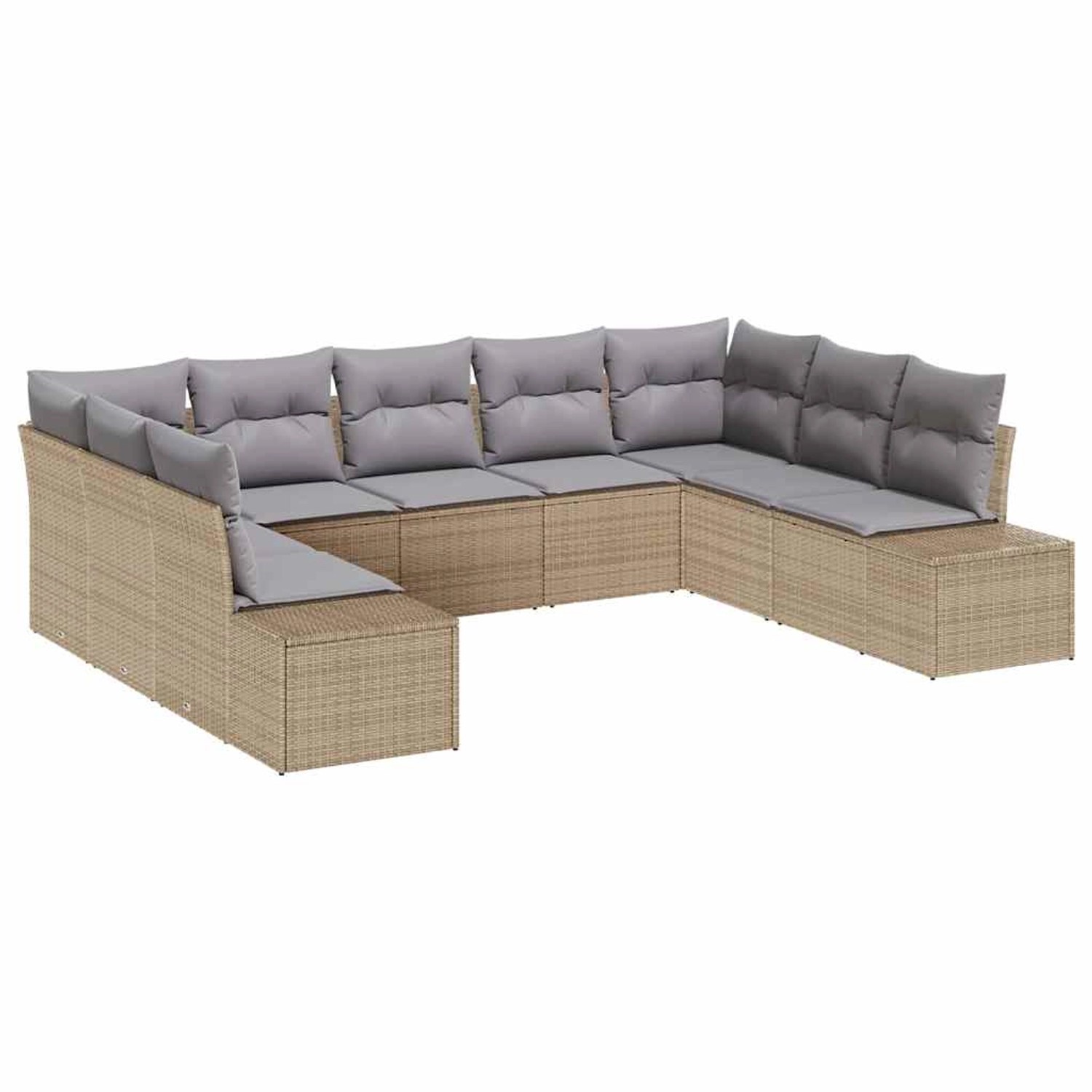 vidaXL Garten-Sofa-Set mit Kissen 9-Tlg Beige Poly Rattan 3347220 günstig online kaufen