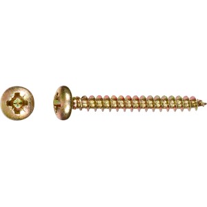 Gelb verzinkte Spanplattenschraube mit Halbrundkopf, PZ-Antrieb, Ø 4,5 x 30 mm, 20 Stück.