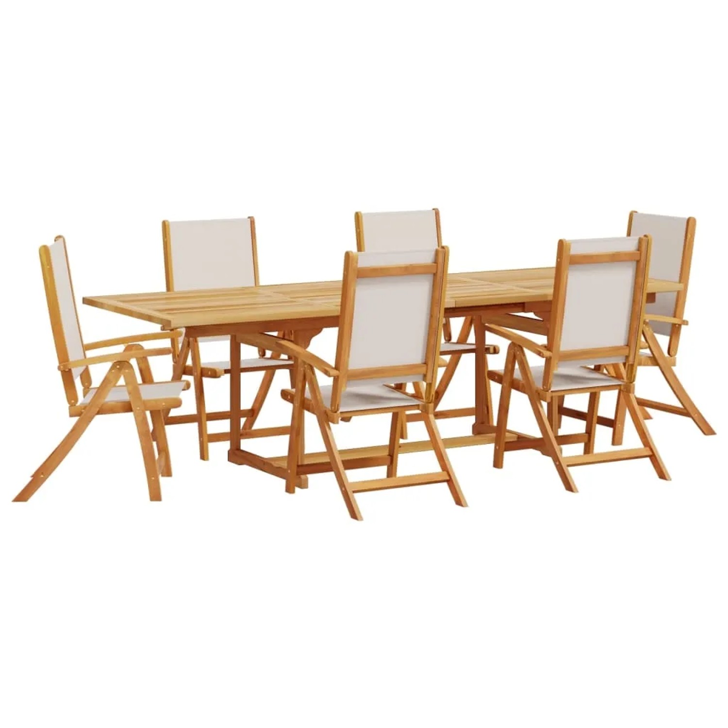 vidaXL 7-Tlg Garten-Essgruppe Massivholz Akazie und Textilene 3279292