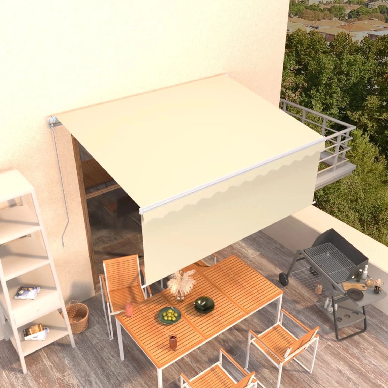 furnicato Markise Manuell Einziehbar mit Rollo 3,5x2,5 m Creme günstig online kaufen