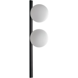 Moderne Eco-Light Wandleuchte Pluto, 2-flammig, schwarz mit weißen Diffusoren.