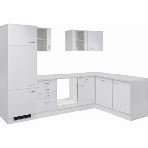 Weiße Flex-Well Winkelküche Wito 280 cm ohne E-Geräte mit Hänge- und Unterschränken.