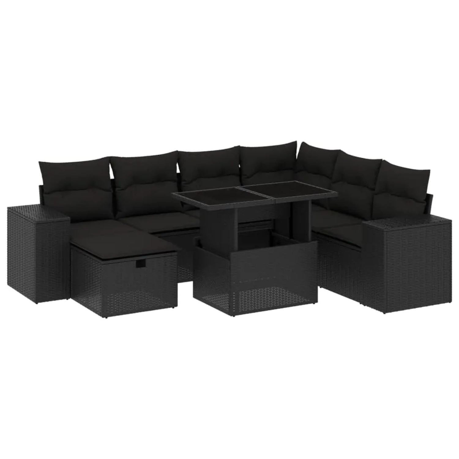 vidaXL 8-Tlg Garten-Sofagarnitur mit Kissen Schwarz Poly Rattan 3275315 günstig online kaufen