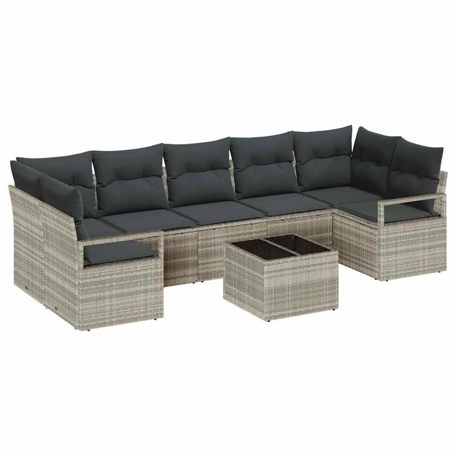 vidaXL Garten-Sofa-Set mit Kissen 8-Tlg Hellgrau und Dunkelgrau 3354971