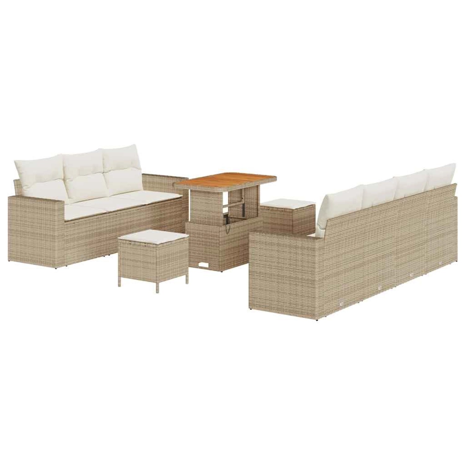 vidaXL Garten-Sofa-Set 10-Tlg Beige Poly Rattan 3361581 günstig online kaufen