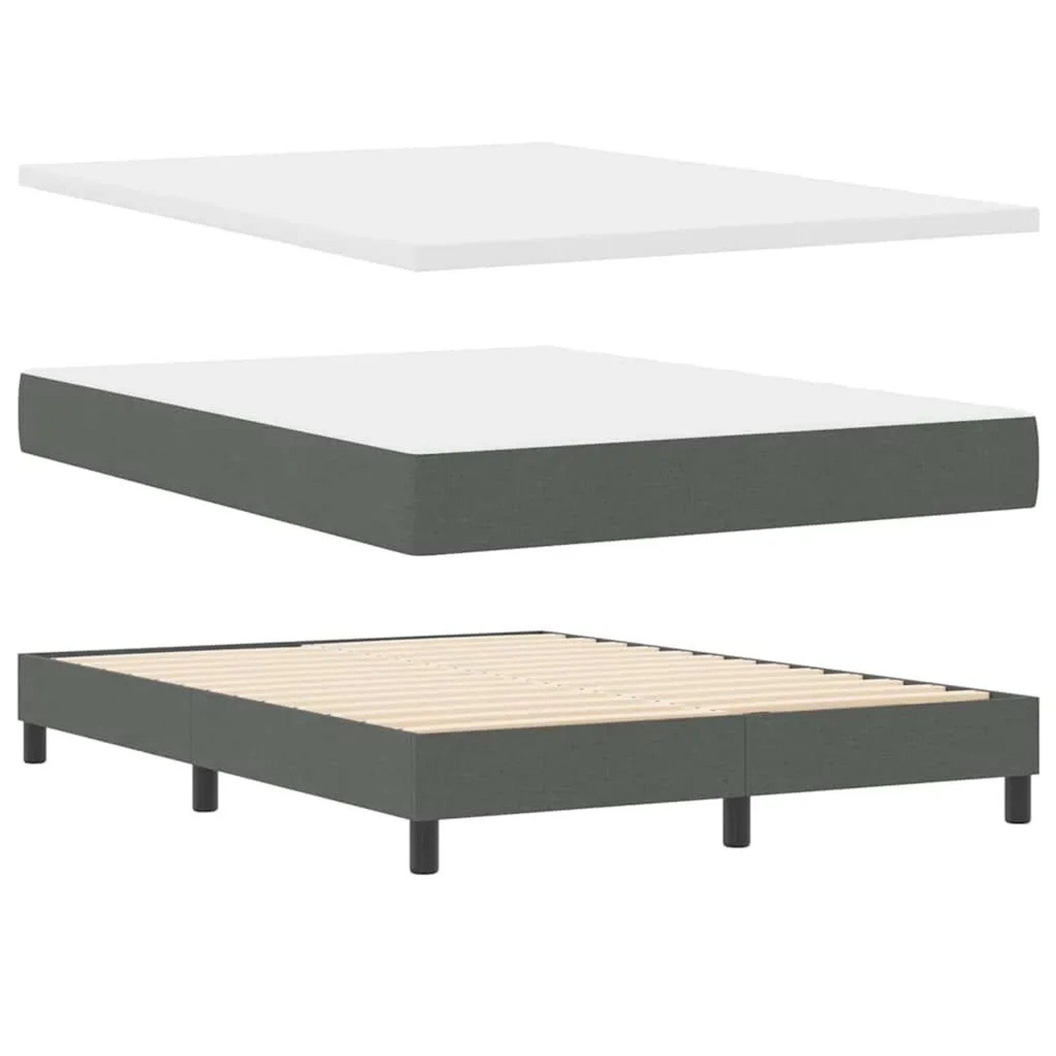 vidaXL Boxspringbett mit Matratze Dunkelgrau 140 x 200 cm Stoff 3340088 günstig online kaufen