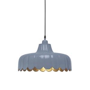 Graue PR Home Wells Pendelleuchte im Blütenblatt-Design mit goldfarbener Innenseite.