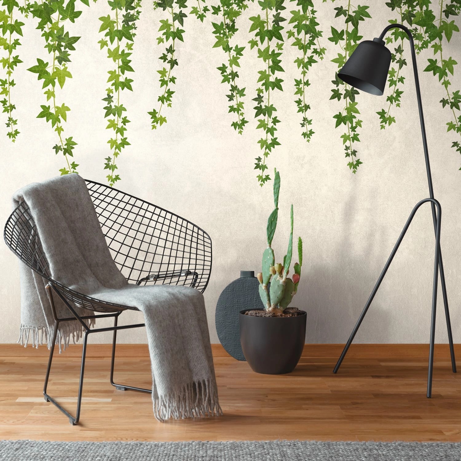 PROFHOME 382391-GU Fototapete Floral Matt Grün Grau 3,71 m x 2,8 m 0,53 m x günstig online kaufen