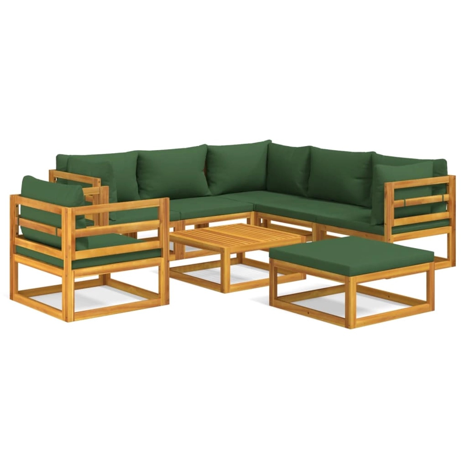 Vidaxl 8-tlg. Garten-lounge-set Mit Grünen Kissen Massivholz günstig online kaufen