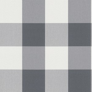 Karierte Vliestapete in Schwarz und Weiß für Küche und Esszimmer.