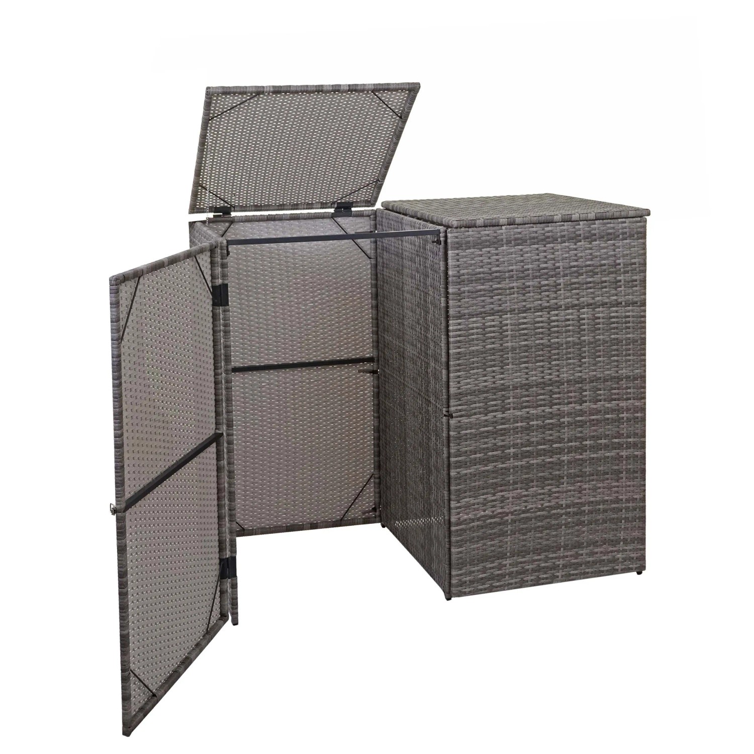 Proregal 2er-Mülltonnenverkleidung HxBxT 176x130x131 cm Poly-Rattan 2x120L günstig online kaufen