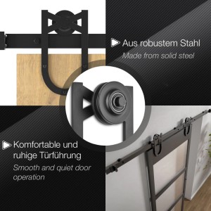 SOTECH SOLEA Laufrollen aus schwarzem Stahl, 70 mm, für Schiebetüren. Türzubehör mit seitlicher Montage, reibungslose Führung.